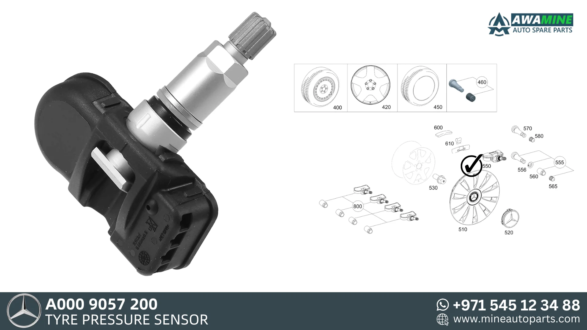Mercedes Benz c-class SENSORE DI PRESSIONE PNEUMATICI 0009057200