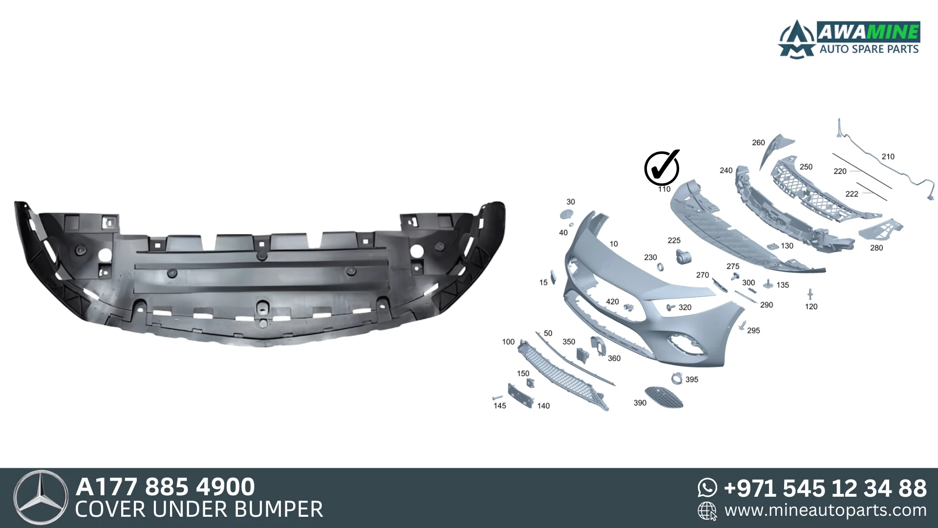 MERCEDES BENZ A CLASS COVER UNDER BUMPER 1778854900