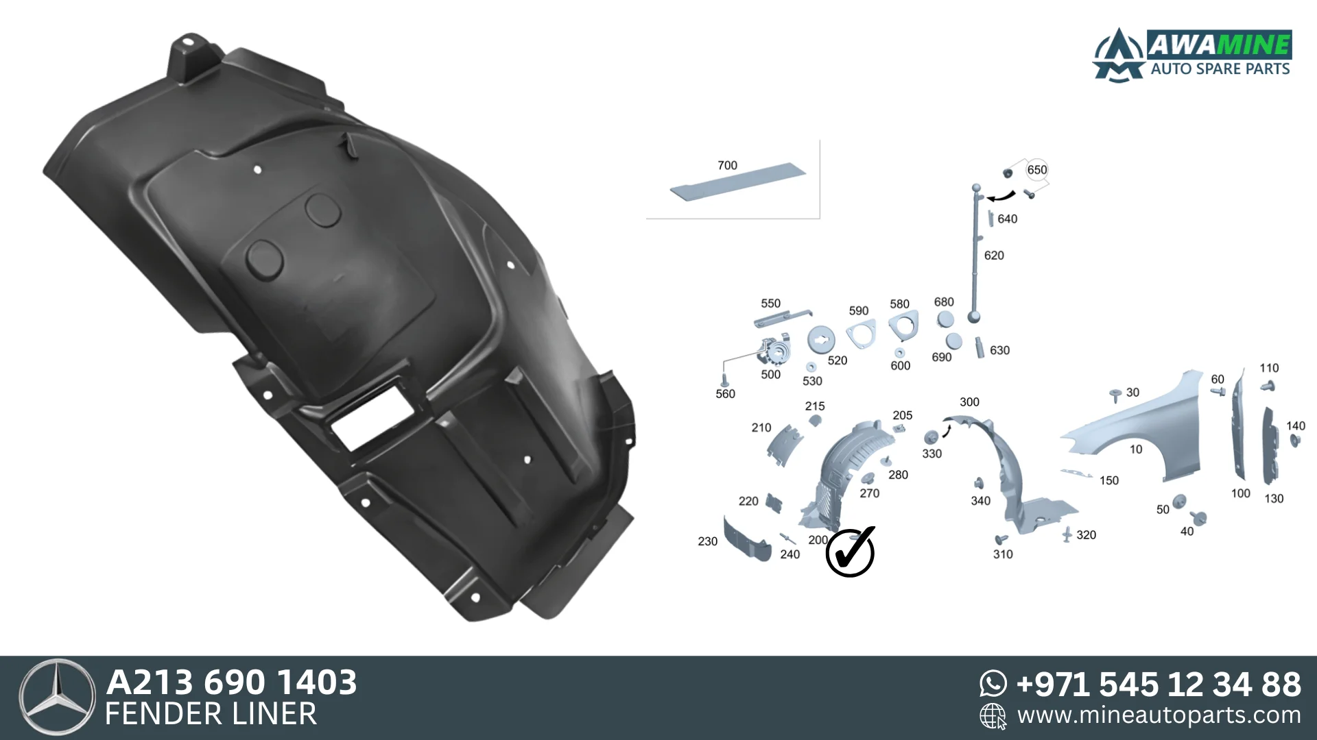 MERCEDES BENZ E CLASS FENDER LINER 2136901403